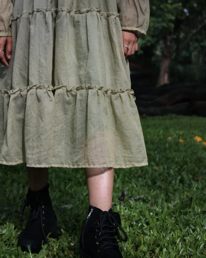 sage green kota midi dress for women