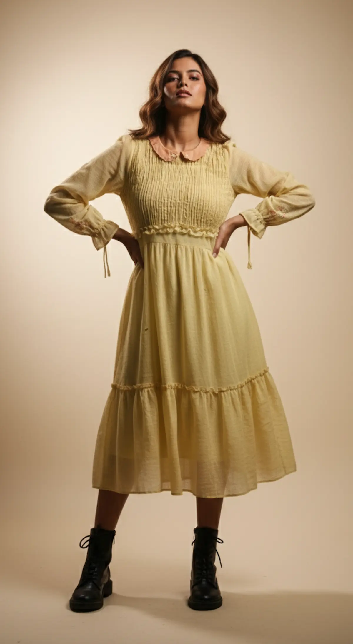 yellow kota midi dress or sheer luxury maxi dress