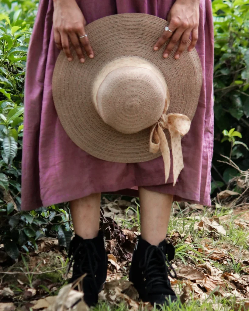 boho slow living purple mul cotton midi dress