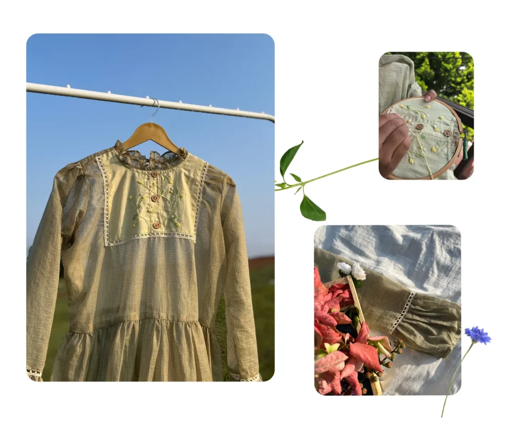 kota sage green midi dress for sustainable style