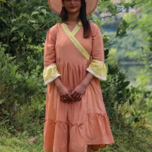 peach wrap around dress