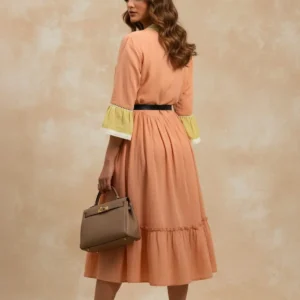 mul cotton oeach wrp round midi dress