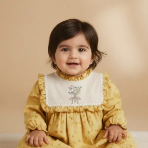 baby mul cotton marigold eco printed dress