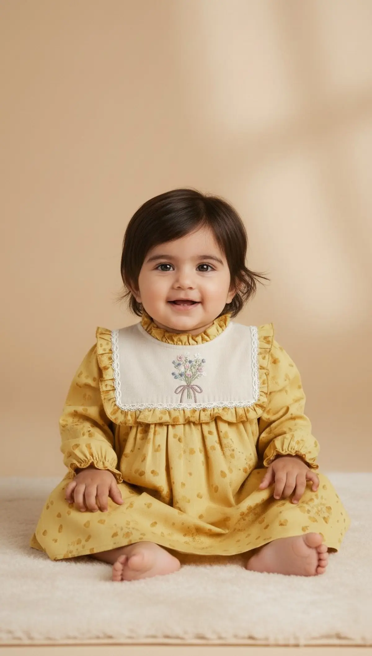 baby mul cotton marigold eco printed dress