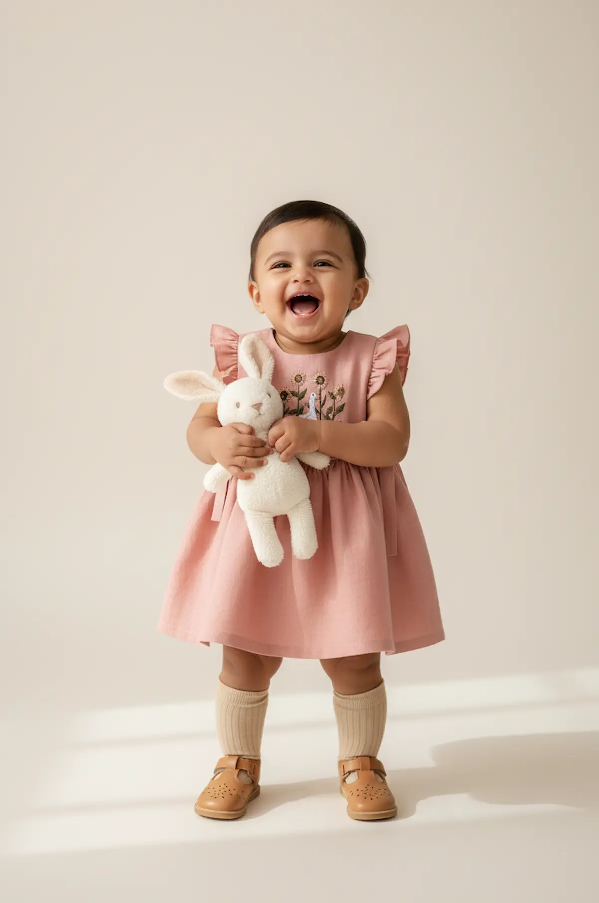 organic cotton pink hand embriodred baby dress