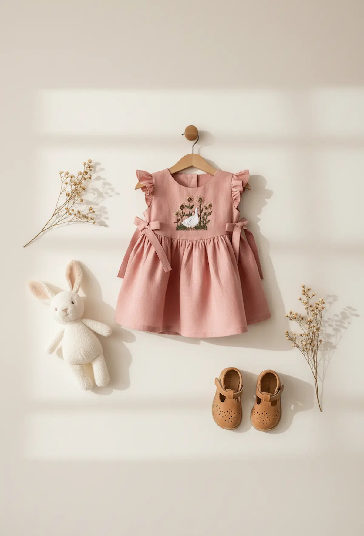 cotton pink baby dress naturally dyed