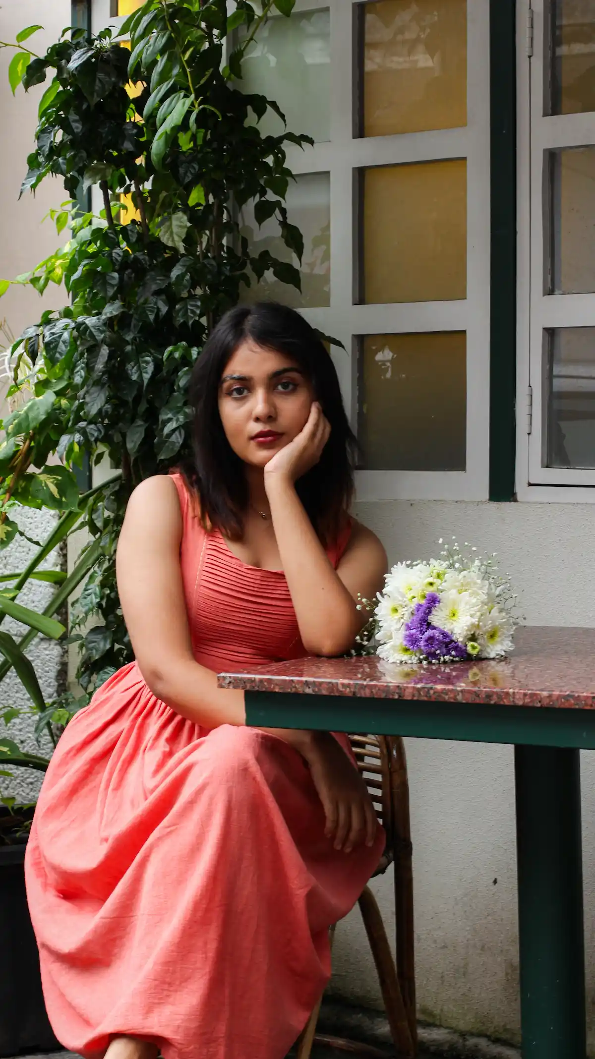 midi dress red pintucks