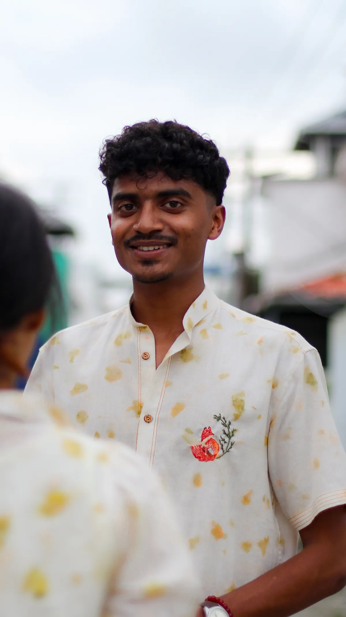 onion peel eco printed unisex shirt hand embriodered