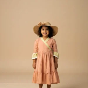 peach wrap around baby dress