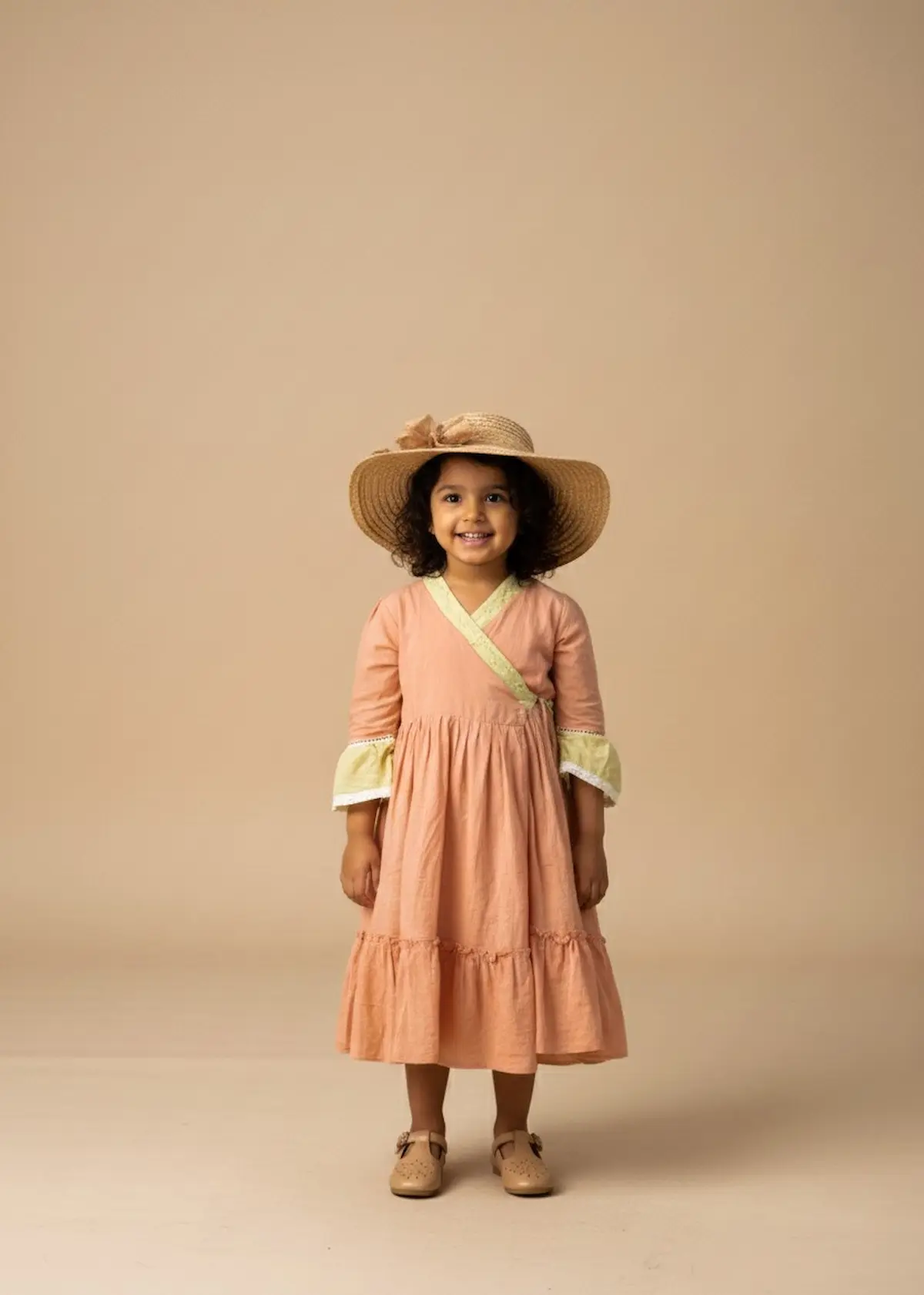 peach wrap around baby dress