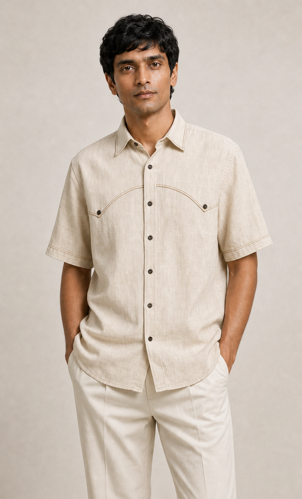 Latte Frappé Linen Shirt- Unisex - Image 2