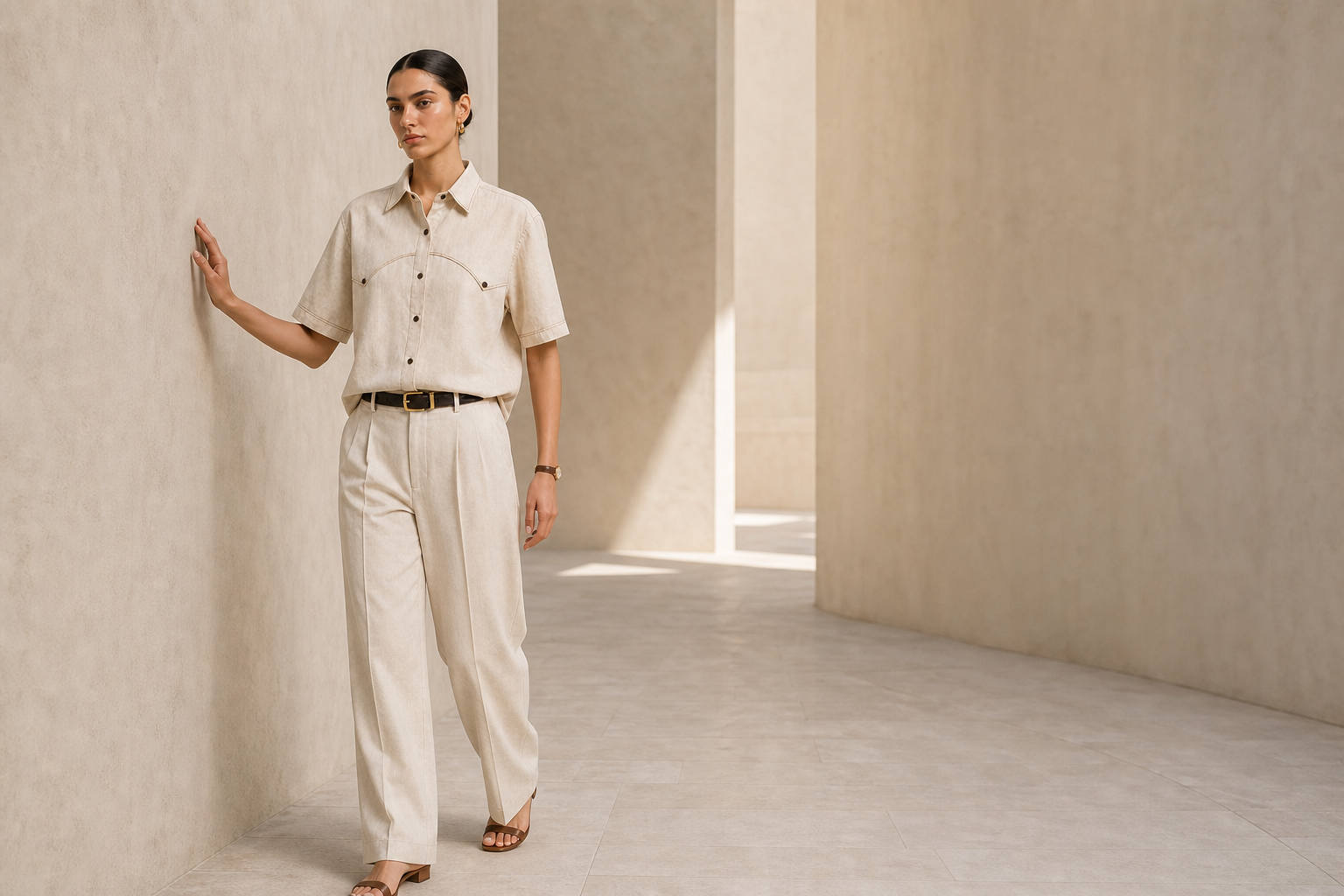 Latte Frappé Linen Shirt- Unisex - Image 3