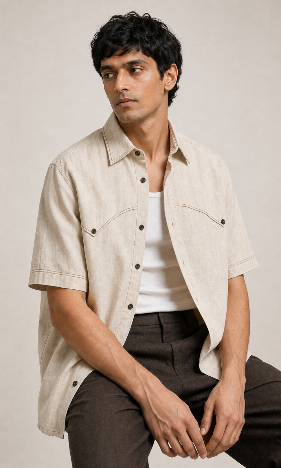 Latte Frappé Linen Shirt- Unisex