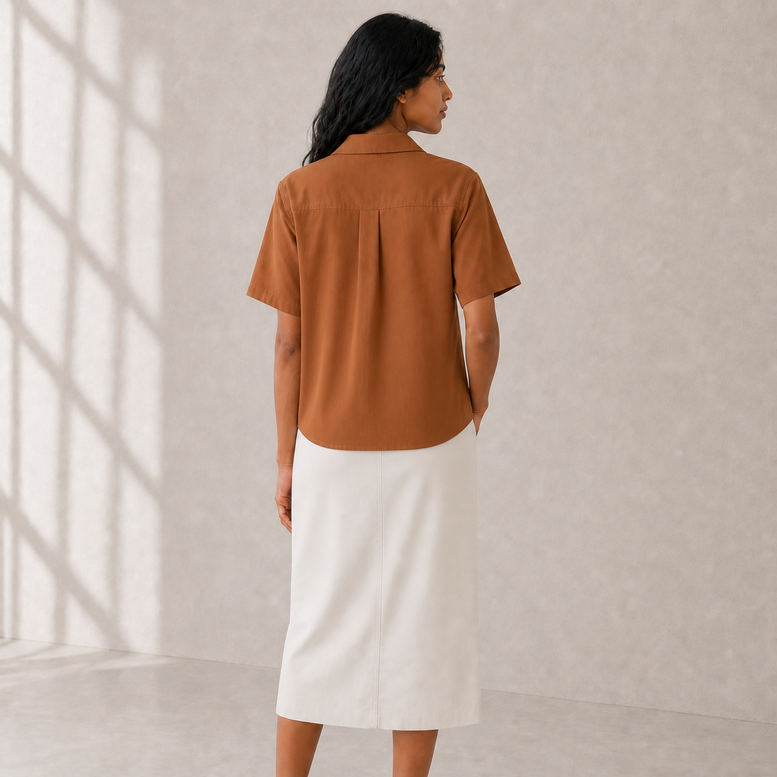 Double Espresso Pleat Linen Shirt- Unisex - Image 4