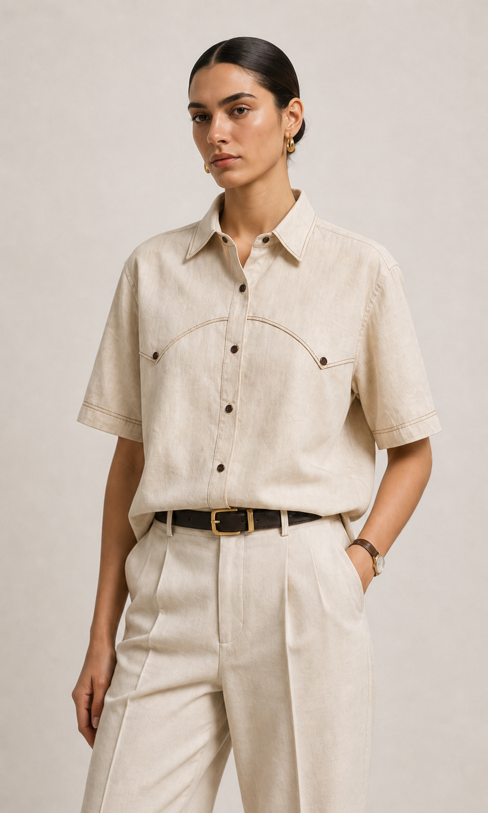 Latte Frappé Linen Shirt- Unisex - Image 4