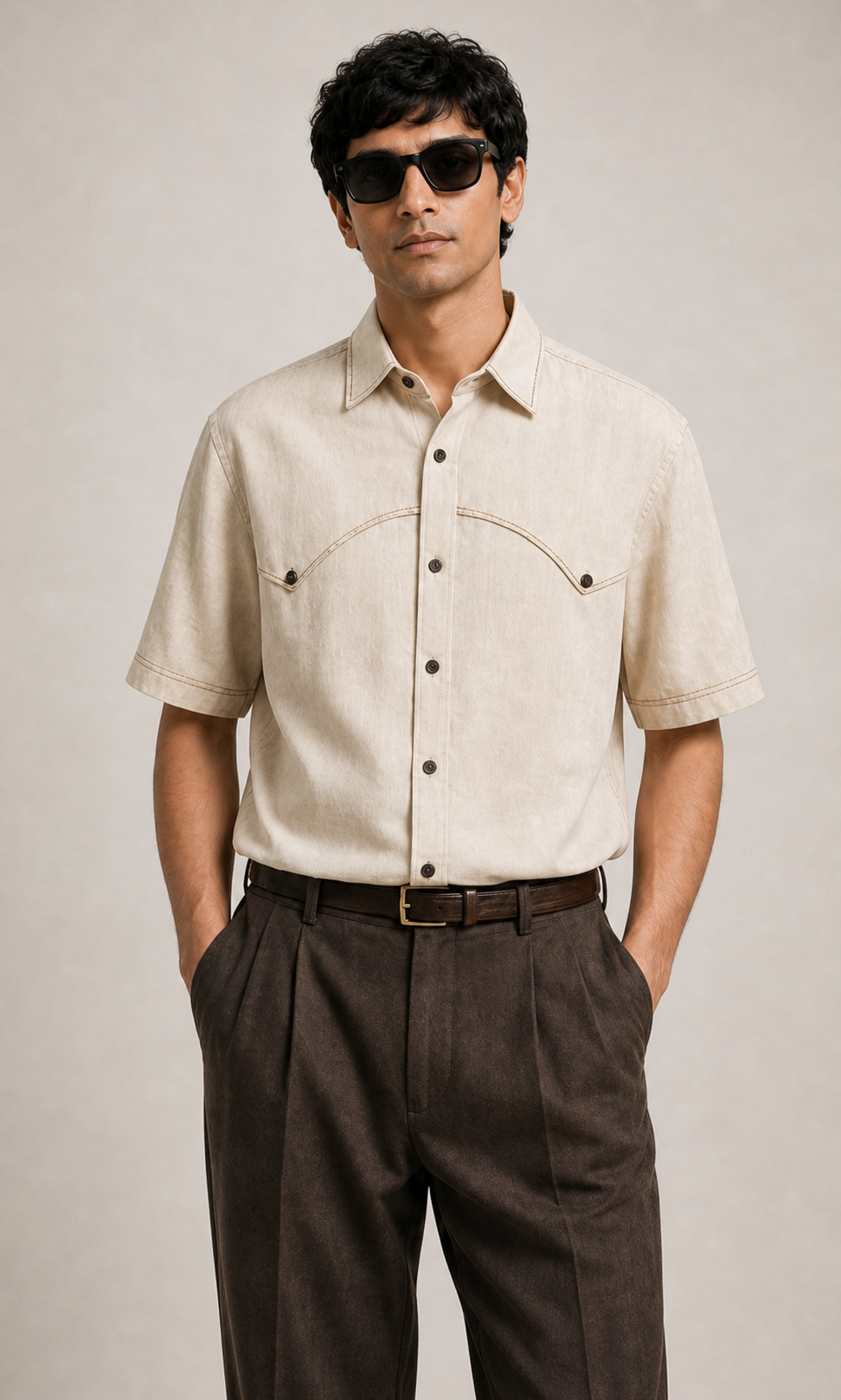 Latte Frappé Linen Shirt- Unisex - Image 3