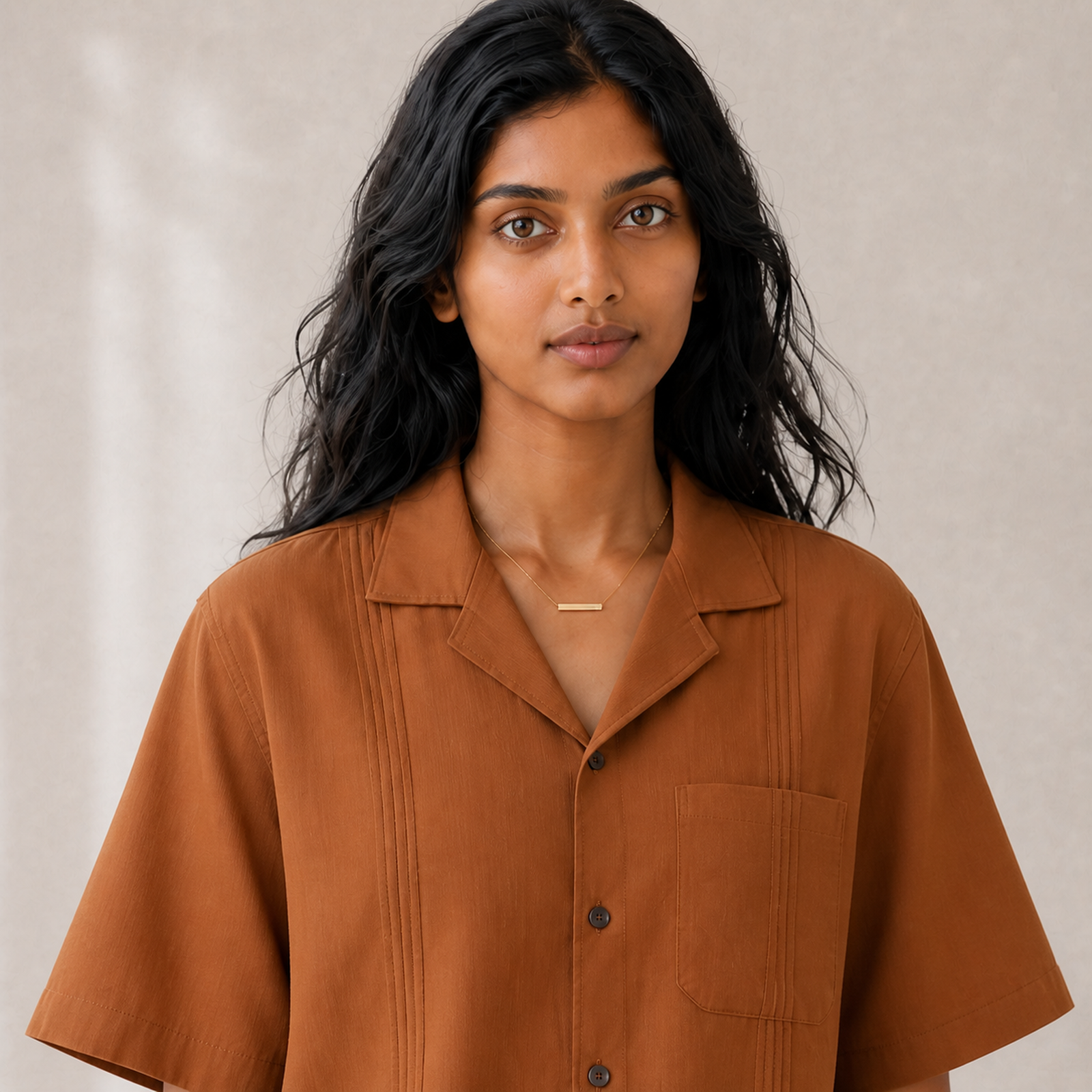 Double Espresso Pleat Linen Shirt- Unisex - Image 3
