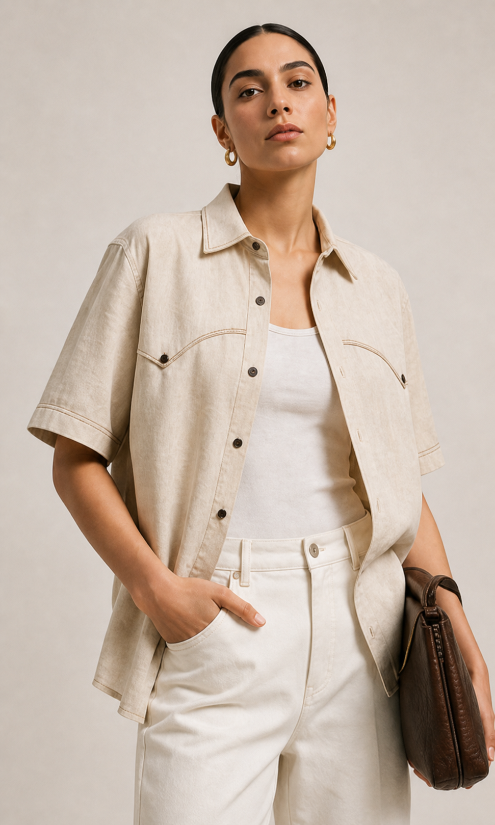 Latte Frappé Linen Shirt- Unisex - Image 2