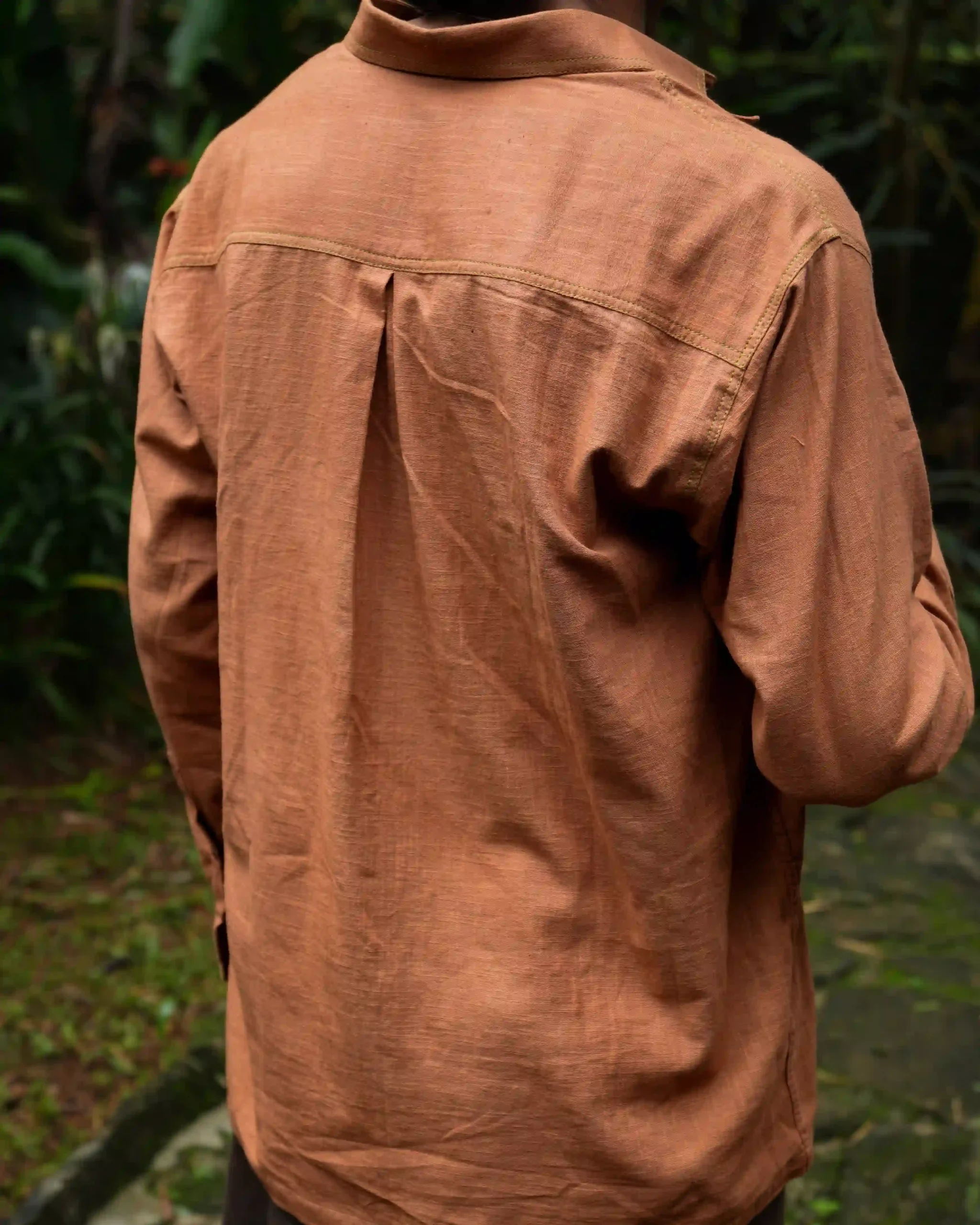 Cortado -Coffee-Dyed Linen Utility Shirt - Image 5