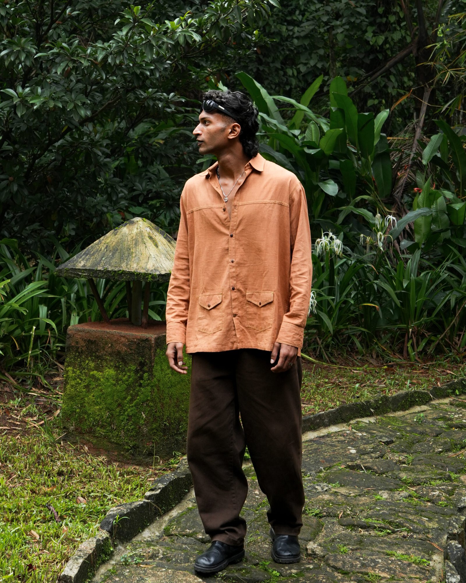 Cortado -Coffee-Dyed Linen Utility Shirt - Image 2